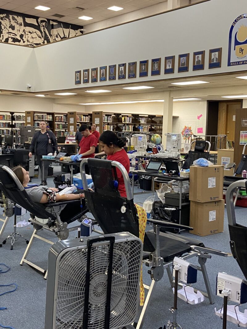 Image for the Tweet beginning: NHS blood drive- BT students